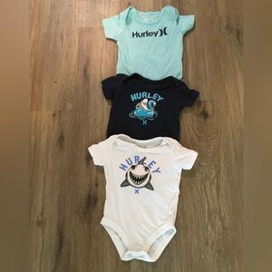 Hurley Kids Bodysuit Trio - Aqua, Navy, White